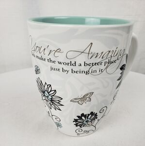NWOT Pavilion Gift Company Teal and White "You're Amazing" Mug